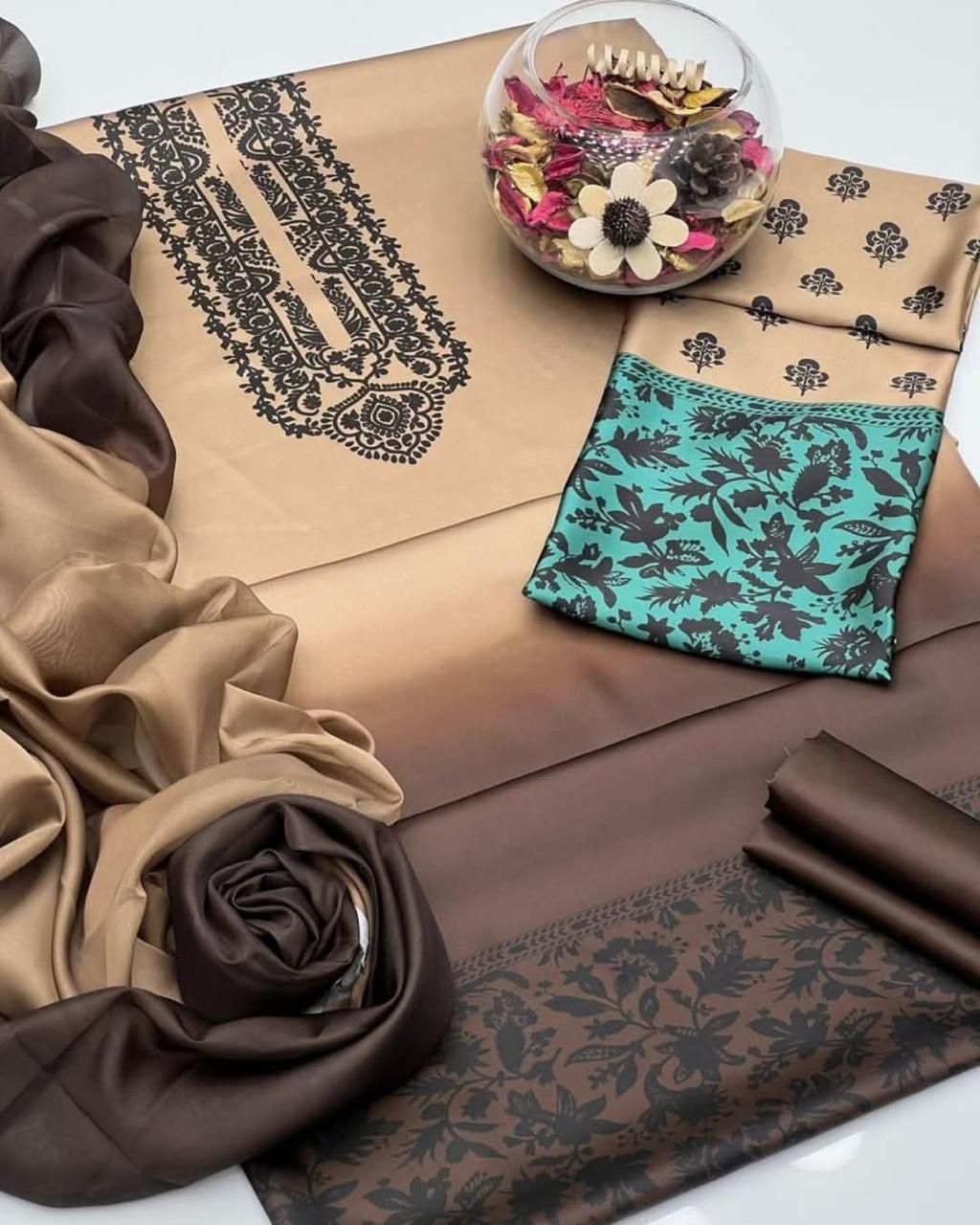 3pc lulusar Silk Fabric