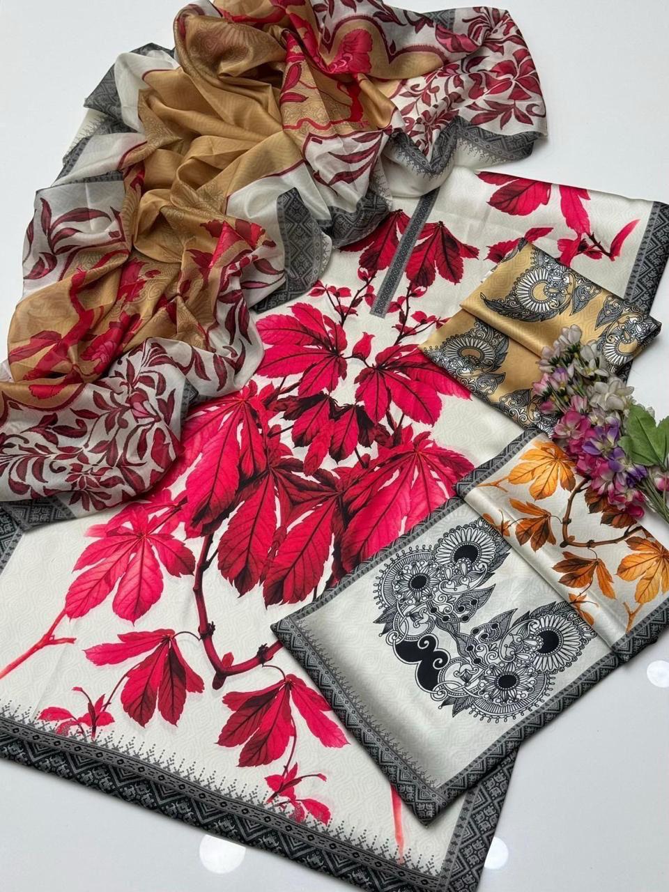 3pc lulusar Silk Fabric