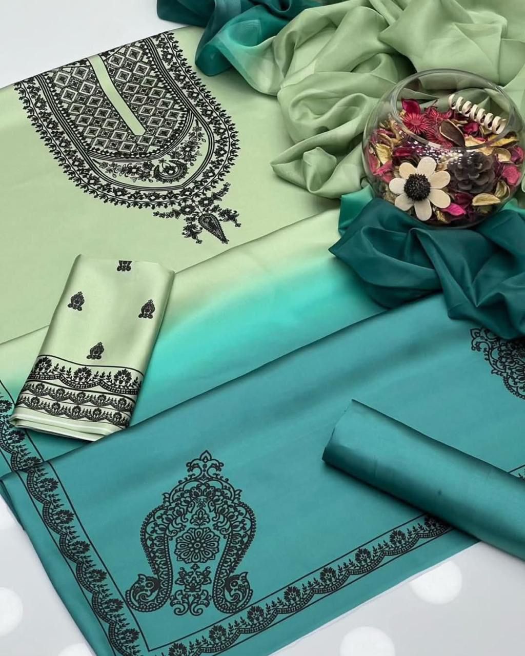 3pc lulusar Silk Fabric