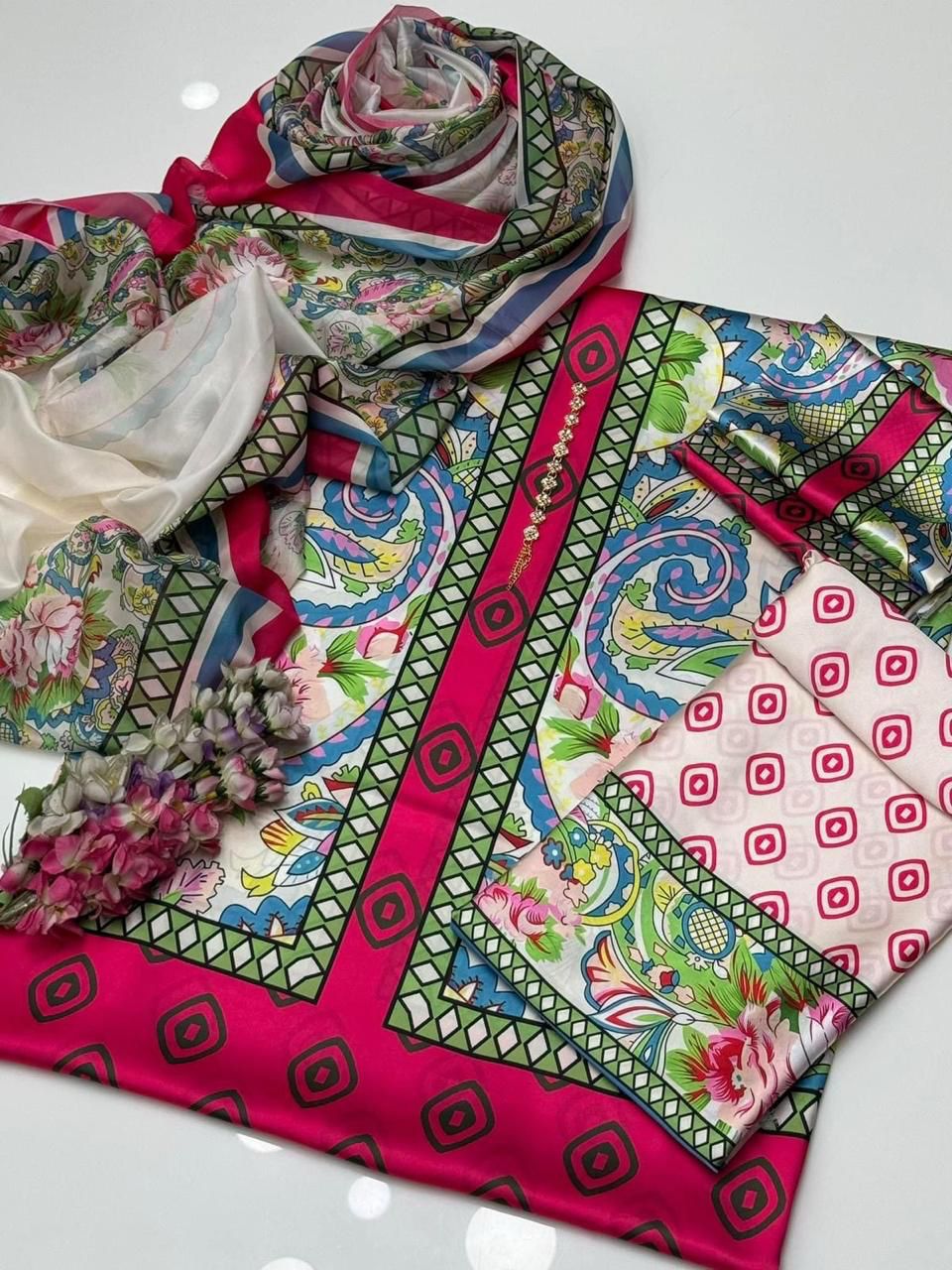 3pc lulusar Silk Fabric
